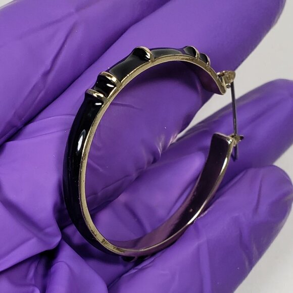 Stunning Charming Charlie Gold-Tone & Black Hoop Chunky Drop Earrings for Women - Picture 6 of 7